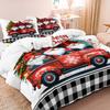 3pcs Christmas Gnome Red Truck Snowflake Tree Checkered Duvet Cover Set  All-Season Cozy Bedding Bedroom, Christmas Decorations