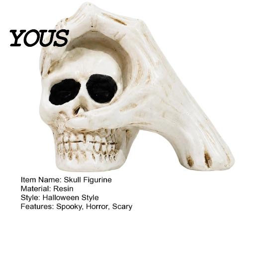 Unique Halloween Theme Souvenir Skull Hand Sculpture, Gothic Skeleton Head Figurine, Spooky Resin Indoor Bar Atmosphere Props Decoration for