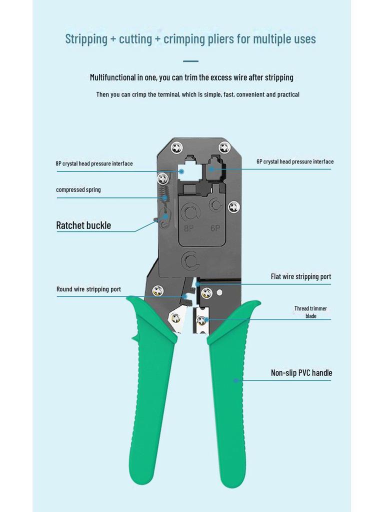 Tianyue TY318 Dual-Use RJ45/RJ11 Network & Telephone Cable Crimping Pliers