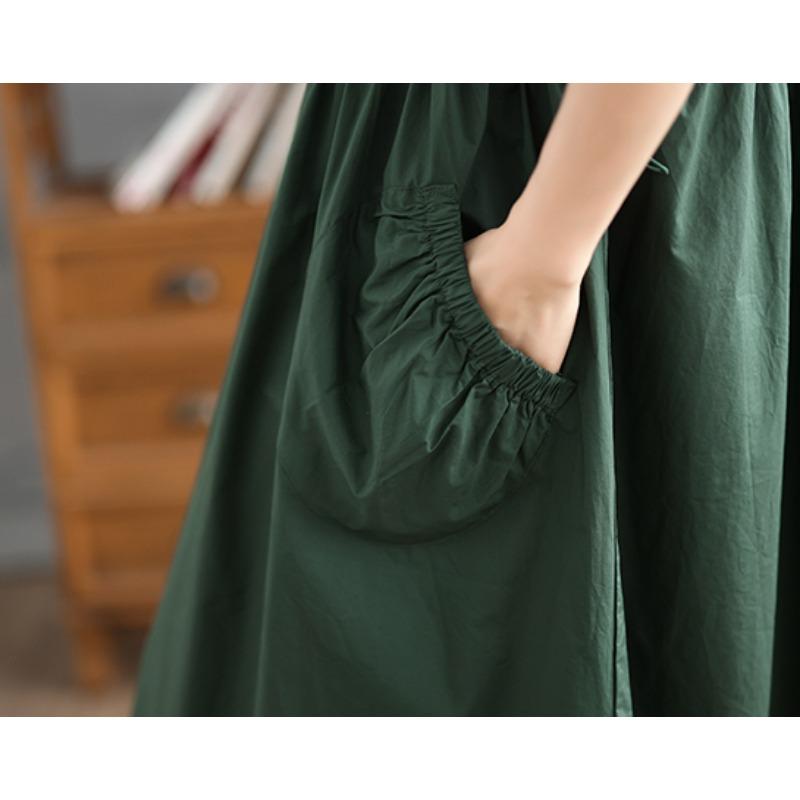 DIMANAF New 2025 Plus Size Summer Dress Women Basic Solid Casual Short Sleeve Dress Loose Pockets