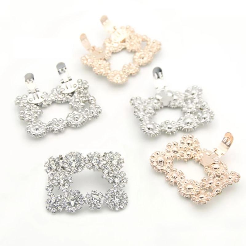 Square Clamp Shoe Clip Bride High Heel Shoe Decorations Shiny Rhinestone Decorative Clips Wedding Charm Buckle for Women