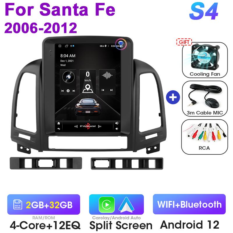 9.7" 2 Din Android 12 Car Radio For Hyundai Santa Fe 2 2006-2012 Multimedia Video Player GPS 4G Carplay Auto Stereo RDS DSP DVD