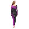 Womens Sparkling Gradient Jumpsuit Color Block Rhinestone Decorated Bodysuit Leotard Dance Gymnastics Costume