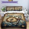 3pcs Custom Name Nautical Adventure Map Bedding Set Printed Bedding Set Duvet Cover Closure Includes 1 Duvet Cover & 2 Pillowcases Bedroom Decor