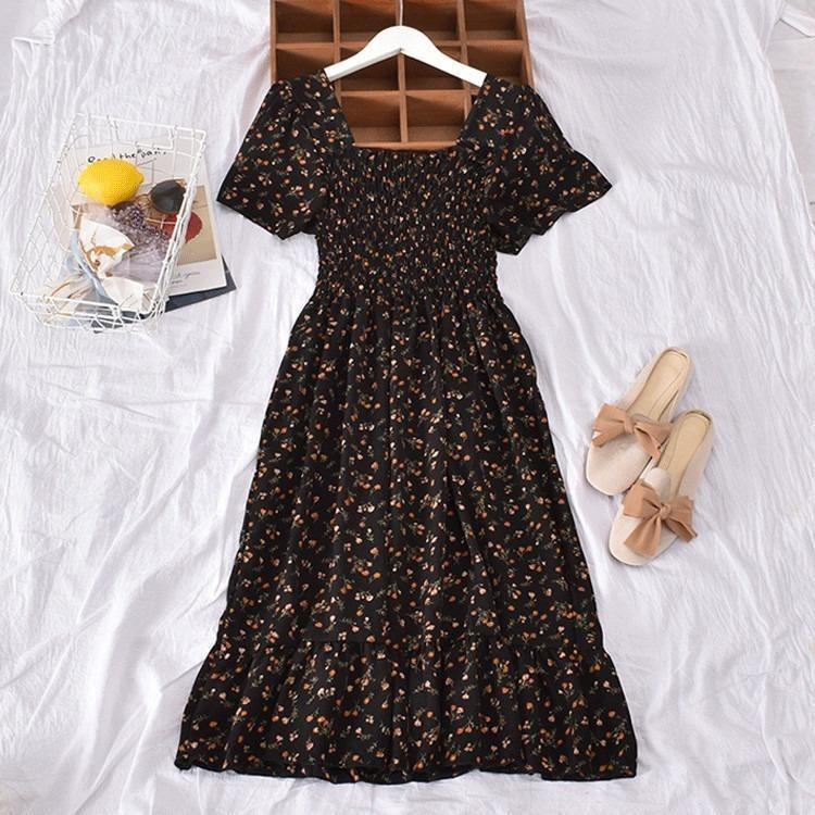 Women Classy Corset Dresses Floral Printed Elastic Casual