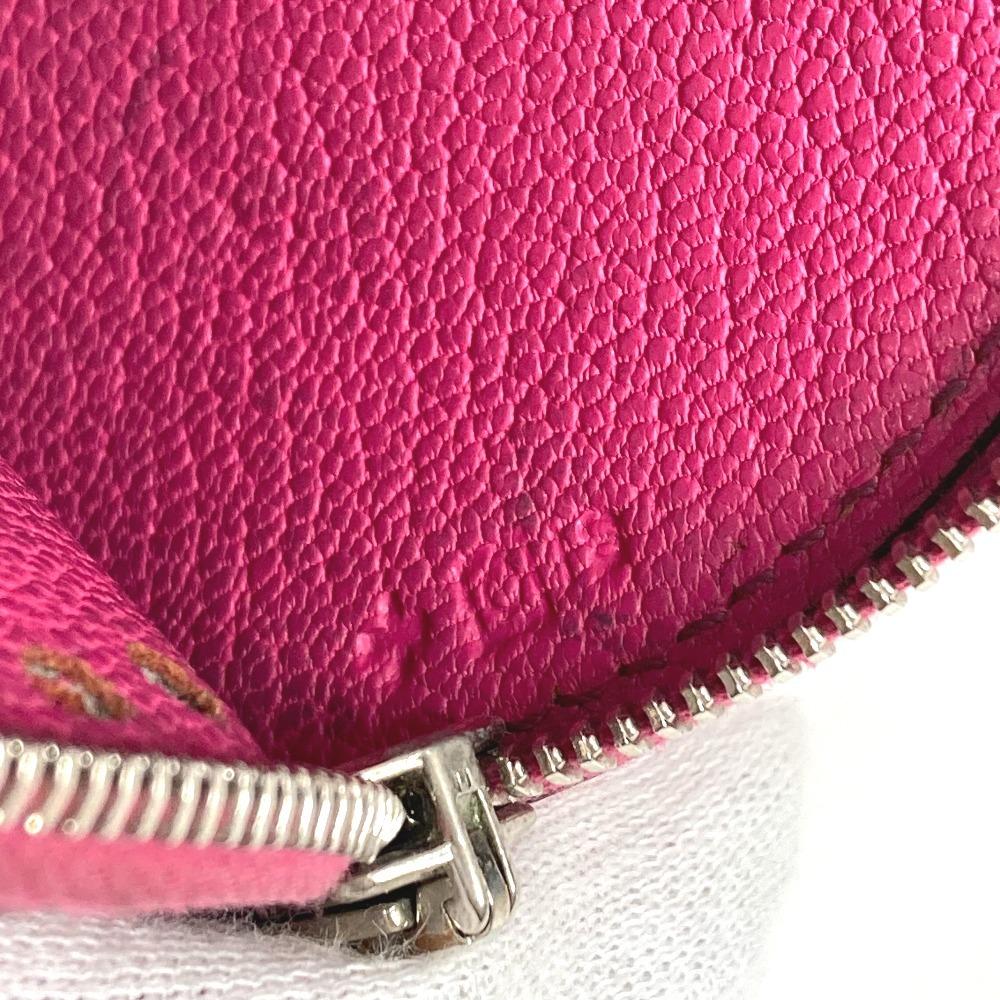 HERMES Evelyne logo Wallet Coin Compartment Zip Around coin purse Chevre pink