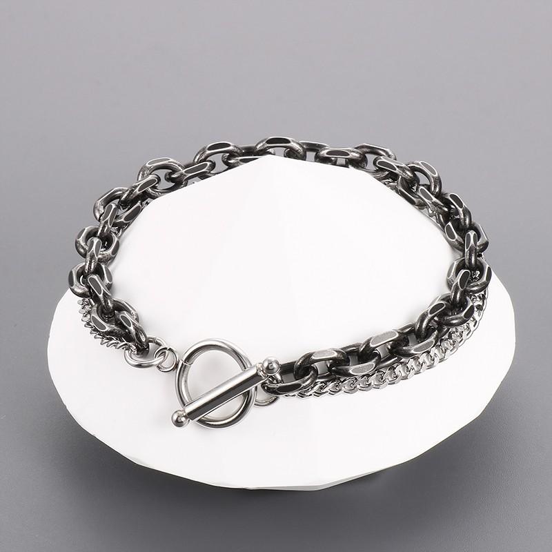 7mm Stainless Steel Double-Style Chains Bracelet for Men Women Trendy Figaro Chain With OT Clasp Male Charm Arm Jewelry Gift