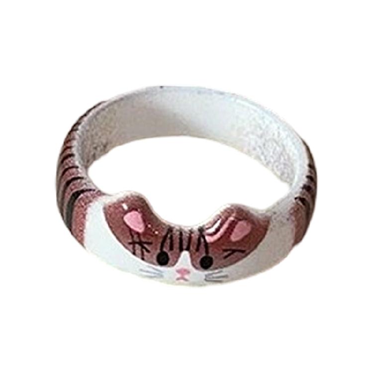 Cartoon Tropfenglasur Katzenring Tierisches Thema Fingerband Schmuck Handgefertigte Accessoires für den Alltag oder zum Verschenken