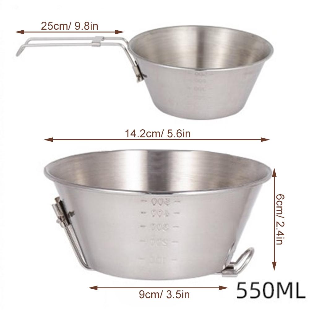 

Походная миска из нержавеющей стали со складной ручкой, портативная, легкая, компактная походная кружка для