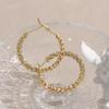 LNCHRAN Golden Light Luxury Copper Hoop Earrings with Synthetic Zirconia Faceted Beads
