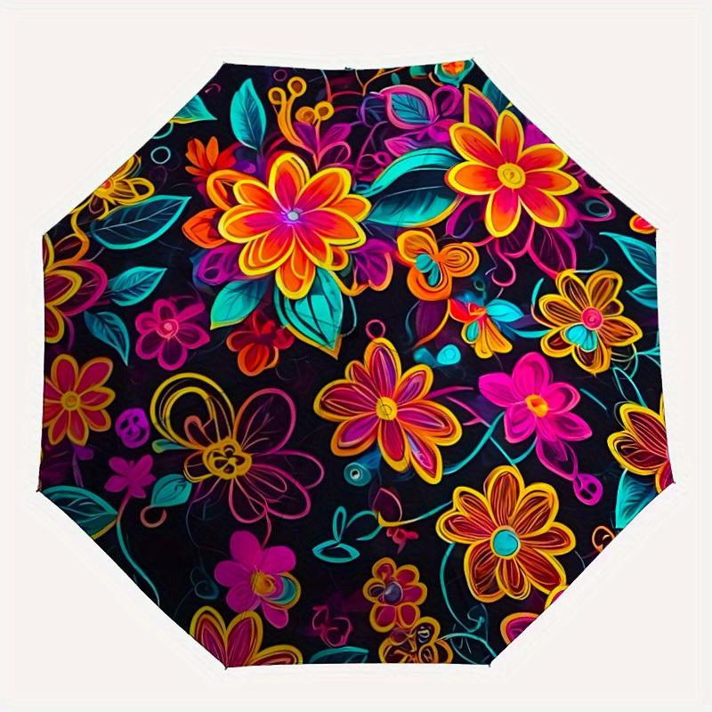 

1pc Colorful Floral Pattern Automatic Umbrella - 8-Rib Foldable Design, Outdoor Adventures, and Family Celebrations yy250829001