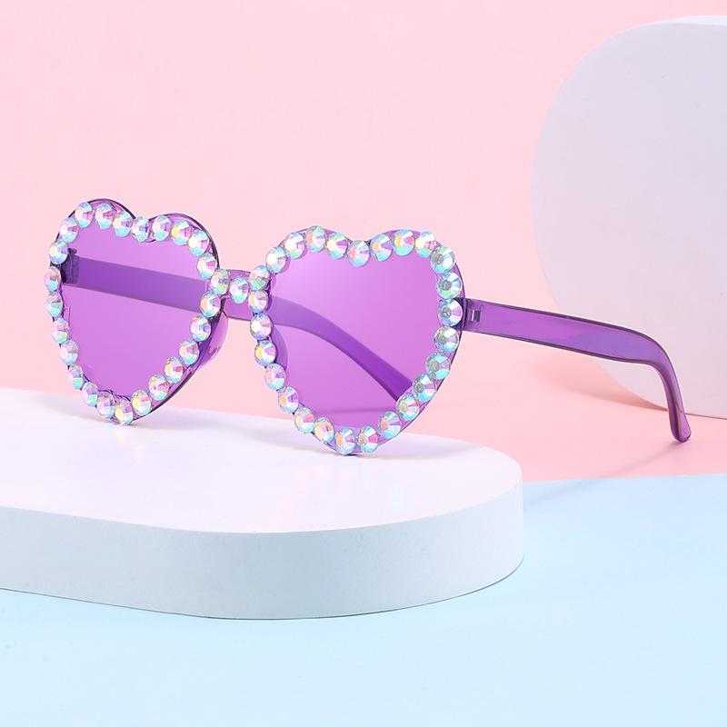 Heart Shaped Frameless Rhinestone Decoration Glasses Fashionable Red Glasses for Women Suitable Masquerade Parties Festivals