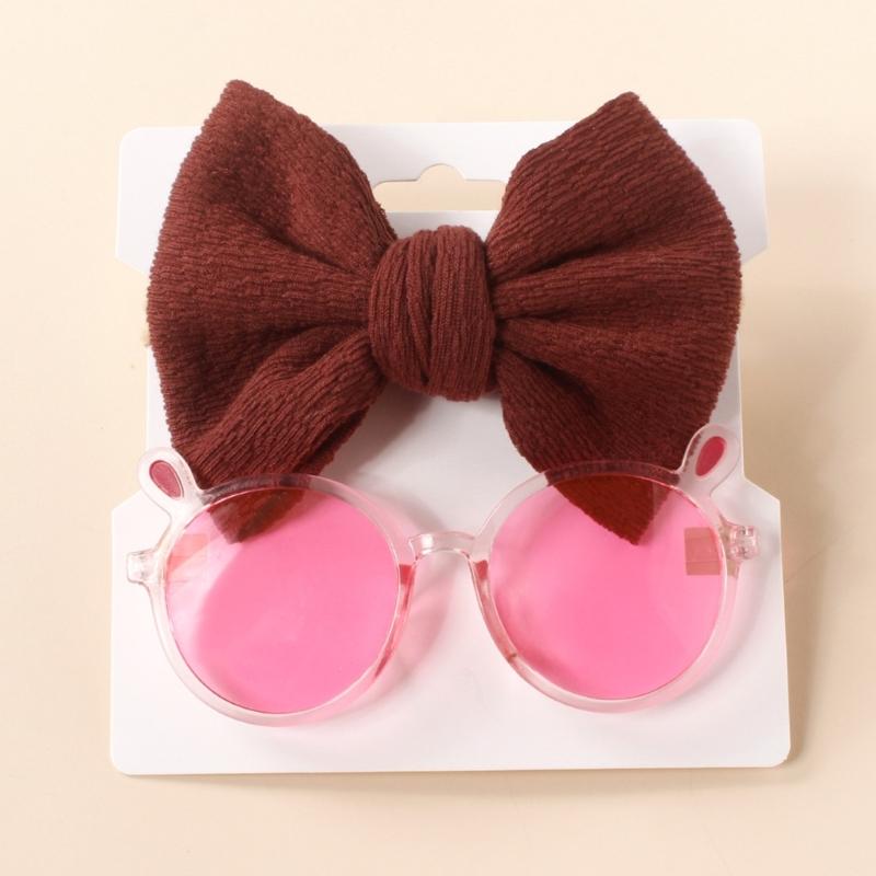 Baby Girls Headband Sunglasses Decor Kit Children Kids Supplies Seaside Beach- Accessories Bows Hair Band & Sunglasses