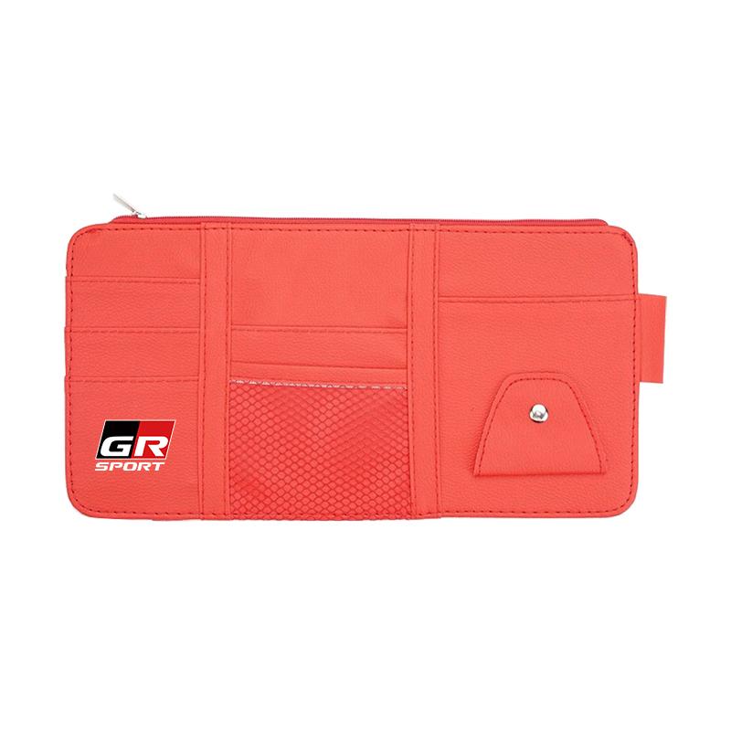 2026 Hot For Toyota Hub Caps PU Leather Car Sun Visor Ticket Card Storage Bag Accessories For Toyota Gazoo Racing Corolla Crown 
