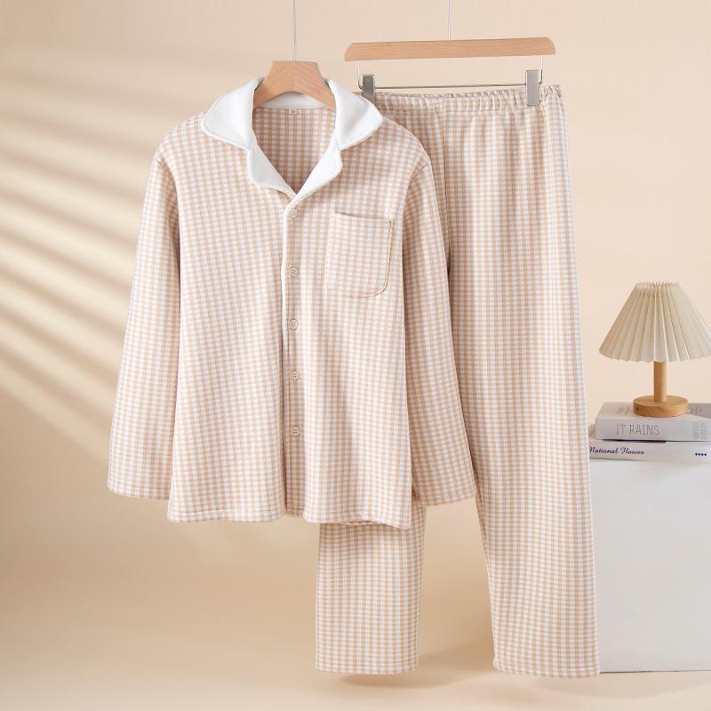 

Men s Plush Velvet Winter Pajama Set - Warm Thick Long Sleeve & Pants for Home or Outdoor Wear XL какао кольору