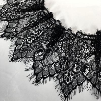Tela de encaje francés de pestañas anchas, encaje negro, dobladillo para mujer, Material de encaje DIY