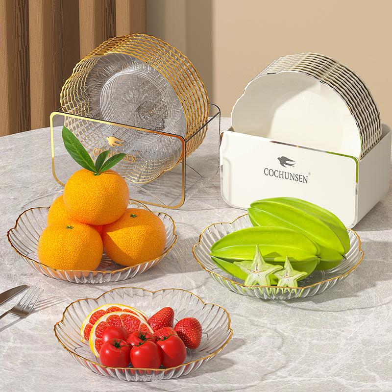 Spit Bone Saucer Household Small Plate Snack Plate Fruit Plate Dining Table Garbage Spit Bone Residue Plate Storage Plastic Plate