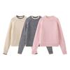 Jnleaog Autumn New Women's Clothing Fashion Style French Style Fashion All-Match Casual Knitting Pullover Tops