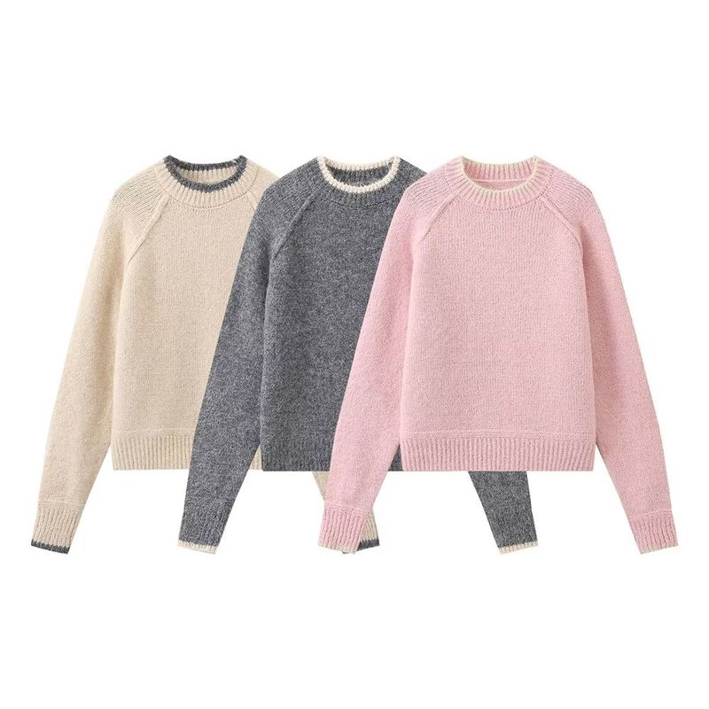Jnleaog Autumn New Women's Clothing Fashion Style French Style Fashion All-Match Casual Knitting Pullover Tops