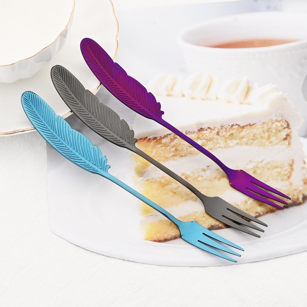 Bunte 304 Edelstahl Geschirr Gabel Kreative Feder Gabel Dessert Kuchen Obst Frok Kinder Mini Gabel Küche Besteck