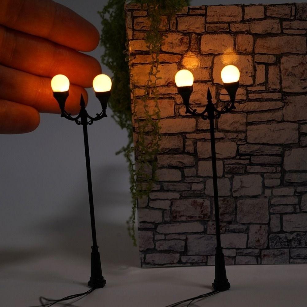 DIY Miniature Street Lamp White/Warm Light Park Lamppost High Light Layout Material