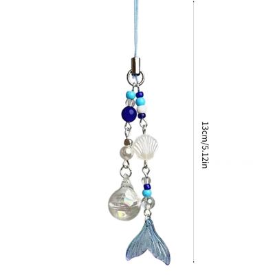 Fish Tail Shell Bead Phone Charm Straps Key Hangings Pendants Bag Decoration