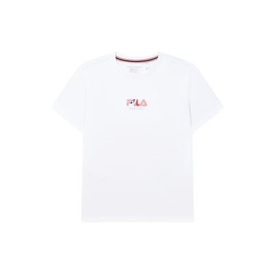 Fila American Minimalist Fashion Casual Round Neck Short Sleeve T-Shirt Women T-Shirts White F11W331102F-WT