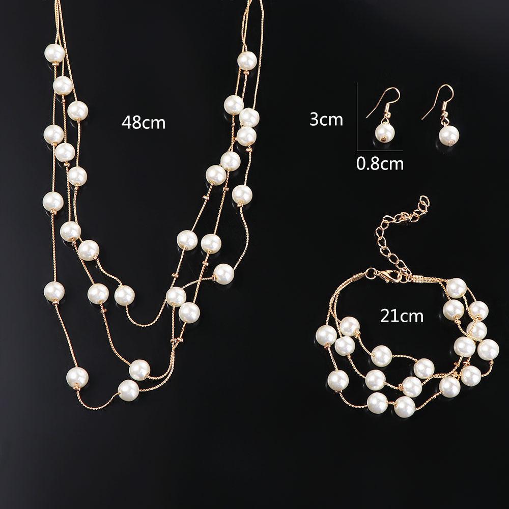 Beaded Multilayer Earrings Wedding Bridal Set Jewelry Sets Necklace Earrings Sets Pearl Necklace