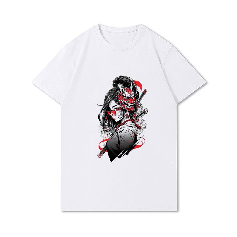 Tricouri 100% bumbac de vară pentru bărbați Vintage Samurai Retro Japanese Gaming 2077 Art Gam Printed Casual Top Tricouri