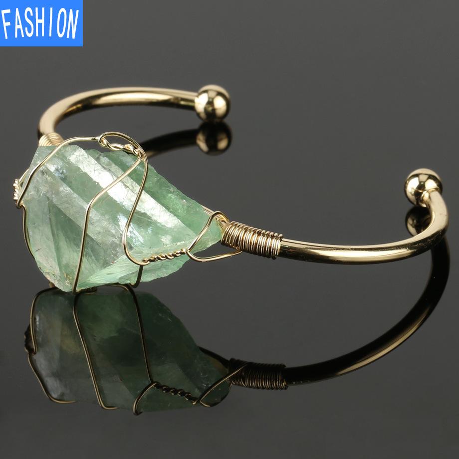 Natural Crystal Bangle Large Irregular Crystal Winding Bracelet Women Jewelry Gift