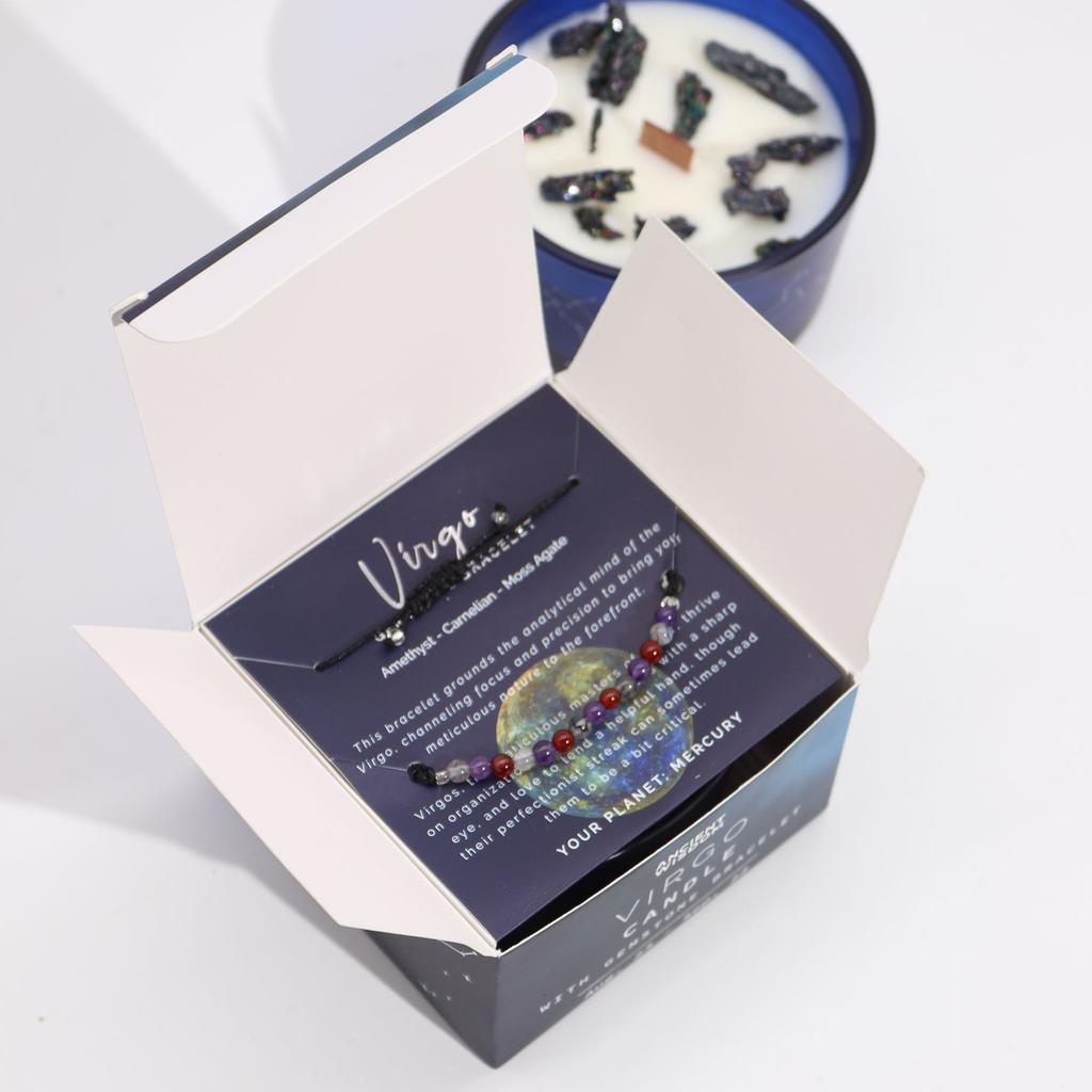 Virgo Zodiac Candle And Gemstone Bracelet Set 2-Piece