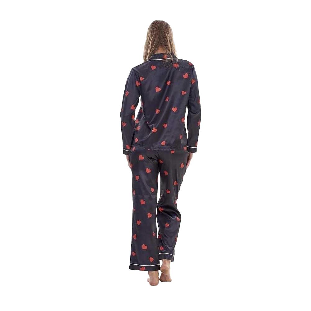 Keanu Womens/Ladies Hearts Satin Long Pyjama Set