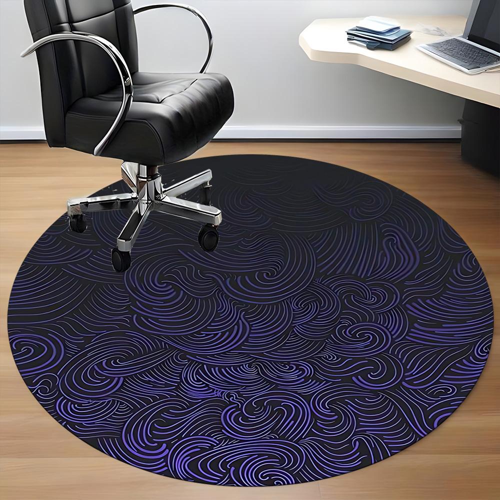 1pc Wave Swirls Office Round Area Rug,  Mat Suitable For Office, Under Office Chairs Bedroom Living Room Home Decor, Room Deco