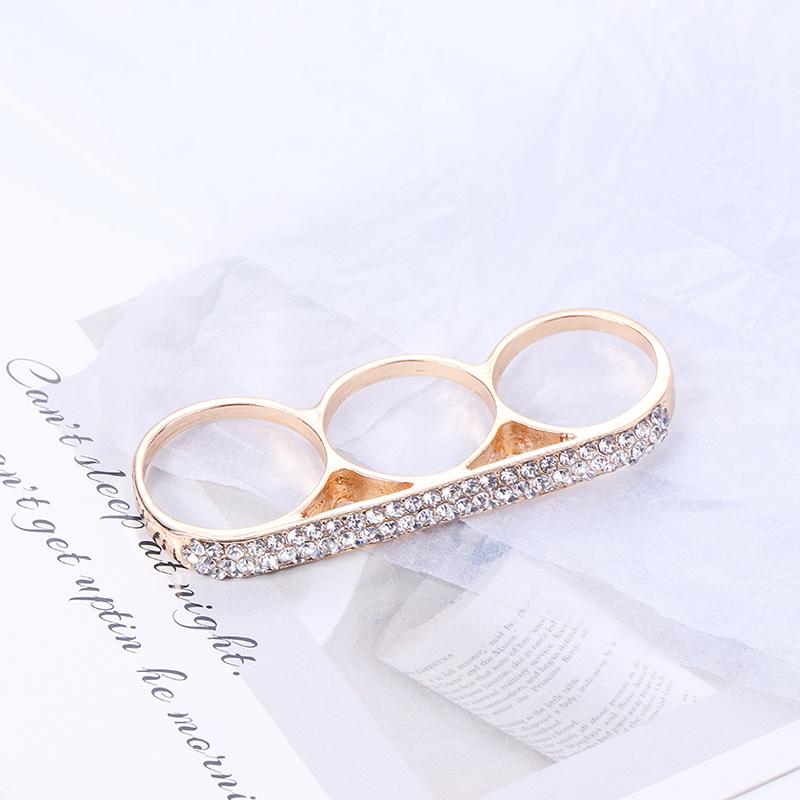Three Fingers Knuckle Duster Ring Minimalist Stainless Steel Bar Ring