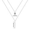 Diamond Rose gold Round Shiny Double Layer Necklace Clavicle Chain Long Pendant 925 Sterling Silver