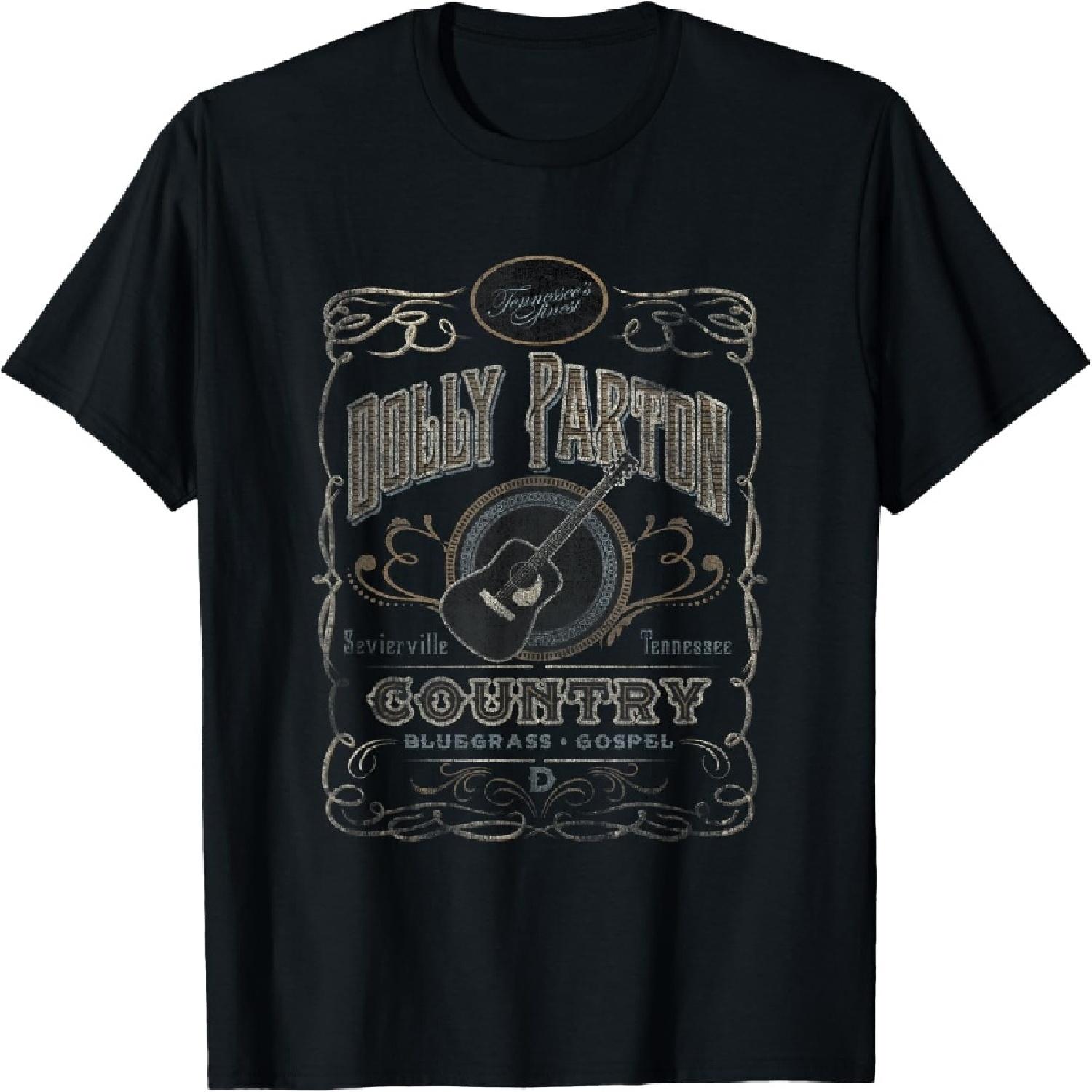 

Dolly Parton Classic Fit Whiskey Label T-Shirt - Adult Crew Neck, Short Sleeve, Polyester & Cotton Blend, Black XXXXXL чёрный