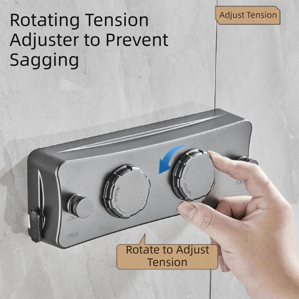 Heavy Duty Retractable Clothesline Adjustable Length Double Line Clothesline  Home Use