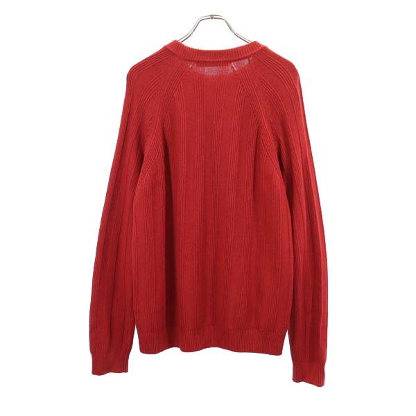 Louis Vuitton Long Sleeve Cable Knit Crew Neck Knit Red Men's Used