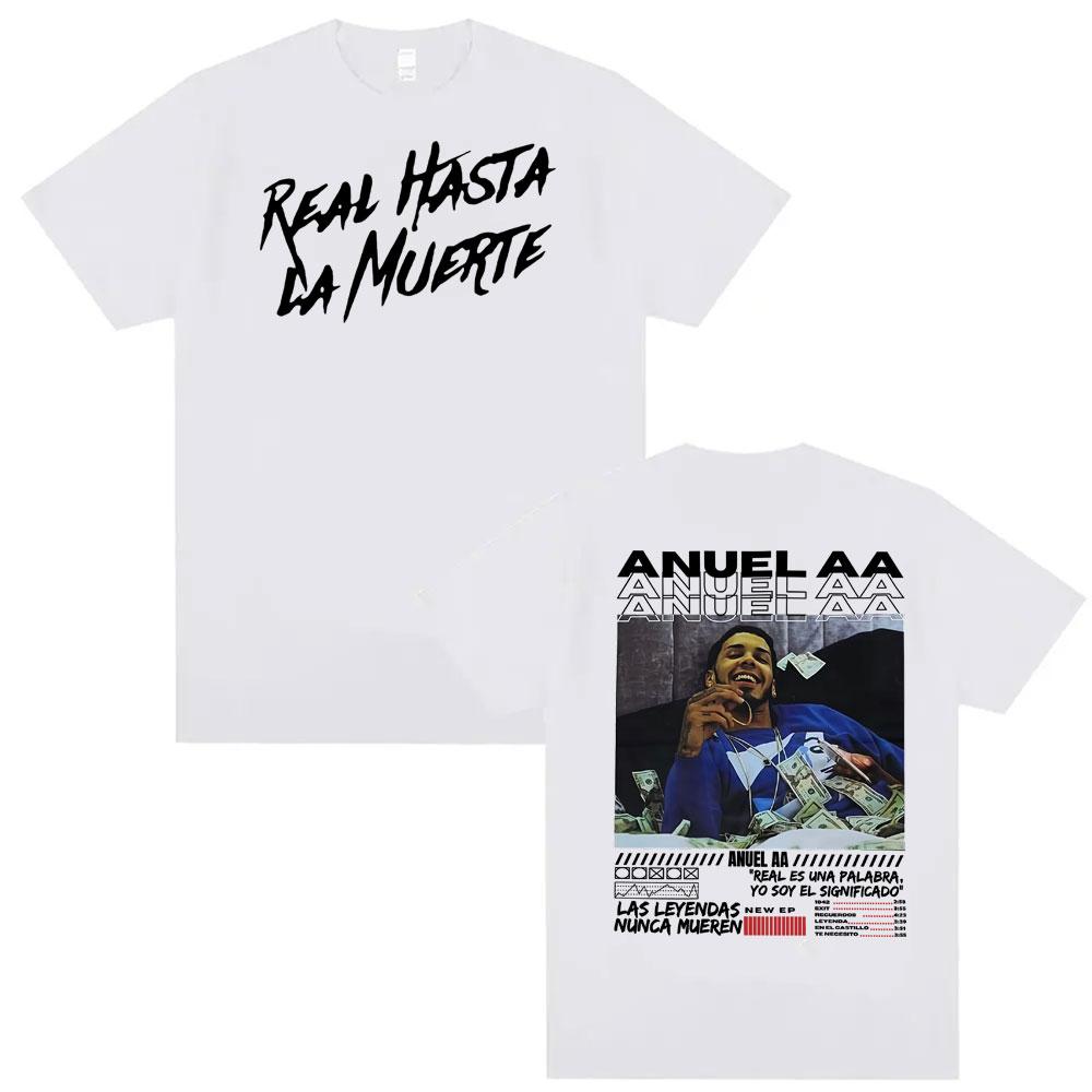 Rapper Anuel AA Real Hasta La Muerte Graphic T Shirt Unisexs Clothing 100 Cotton 90s Vintage Tshirts Unisex Casual Loose Tshirt