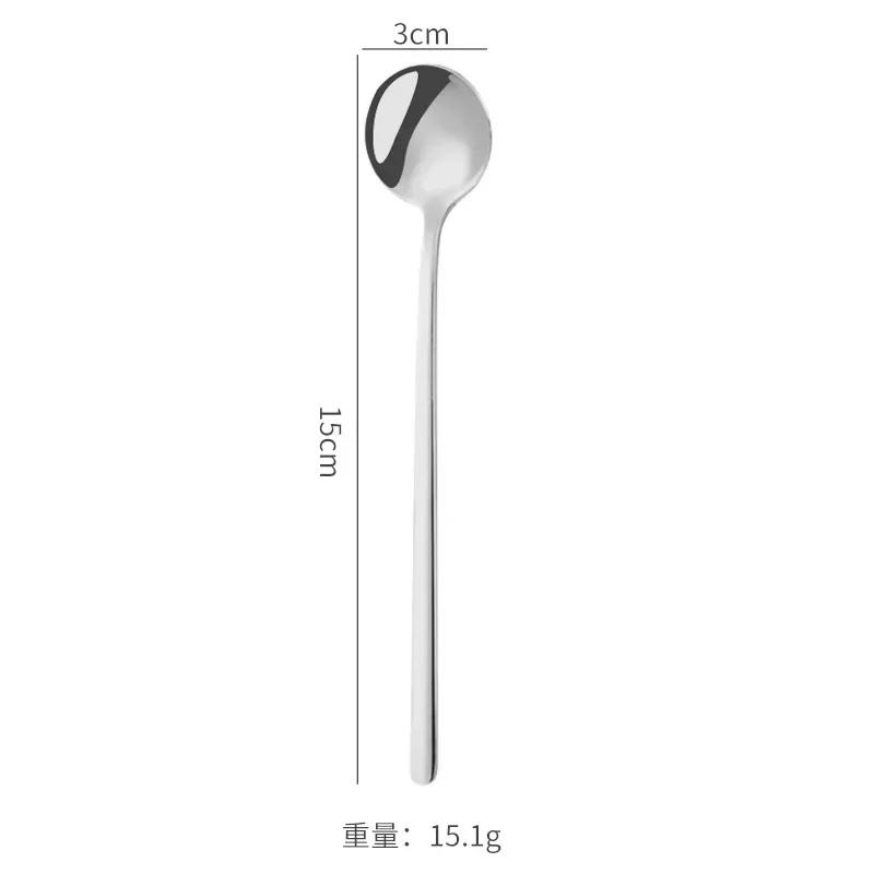 Cute Long Handle Spoons Stainless Steel Golden Coffee Spoon Dessert Ice Cream Spoon Kitchen Food Tableware Dinner Set Wedding