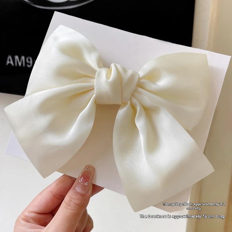 Simple Black Satin Bow Ponytail Clip For Women Girls Light Luxury Hair Clip Temperament Exquisite Hairpin Hair Accessories