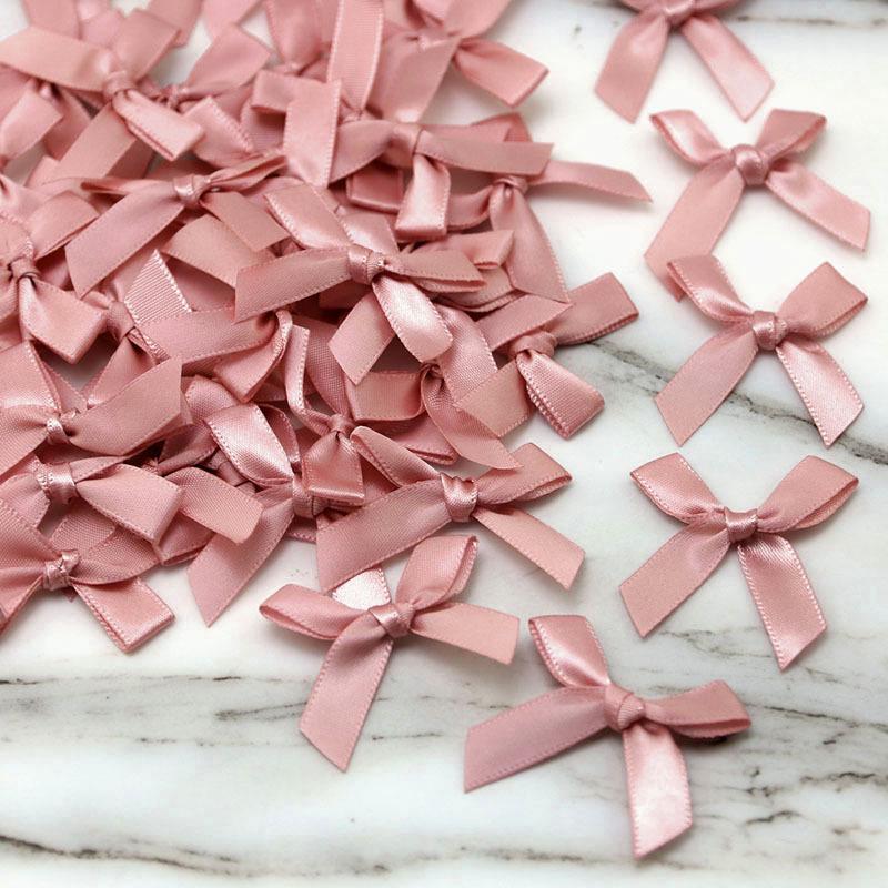 (50-Pack) 4x4cm Hot Pink Polyester Satin Ribbon Bows for DIY Crafts