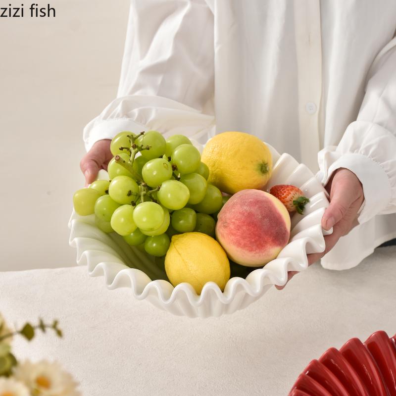 Irregular Ceramic Fruit Plate Desktop Storage Tray Snack Bowl Ornament Salad Bowl Soup Plate Dessert Plates Dried Fruit Platter