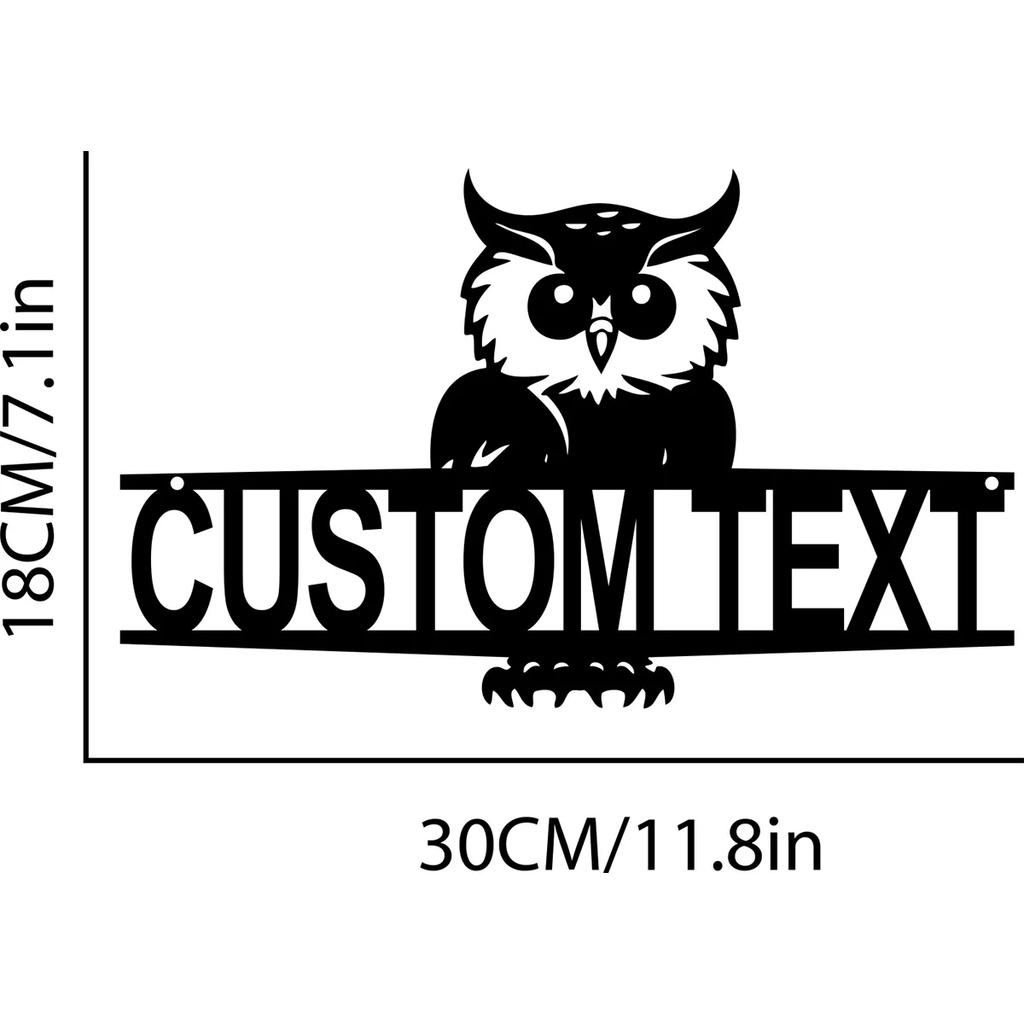 Owl House Number Sign Personalized Metal Plaque Outdoor Wall Decor
