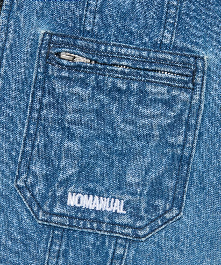 NOMANUAL Denim Trucker Zip Jacket - Washed Blue