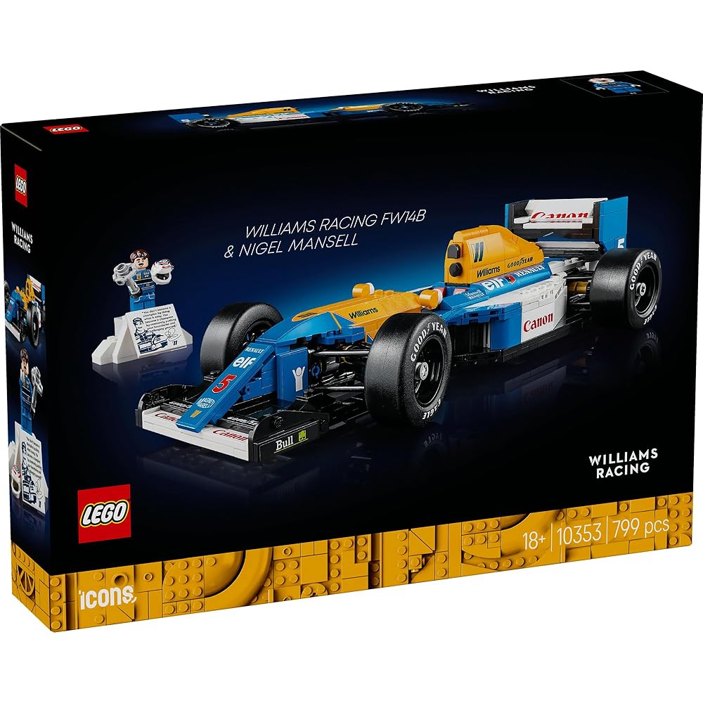 LEGO Icons Williams Racing FW14B Model Kit 540 Pieces Building Blocks Toy for Adults and Kids Vehicle Car Miniature 10353