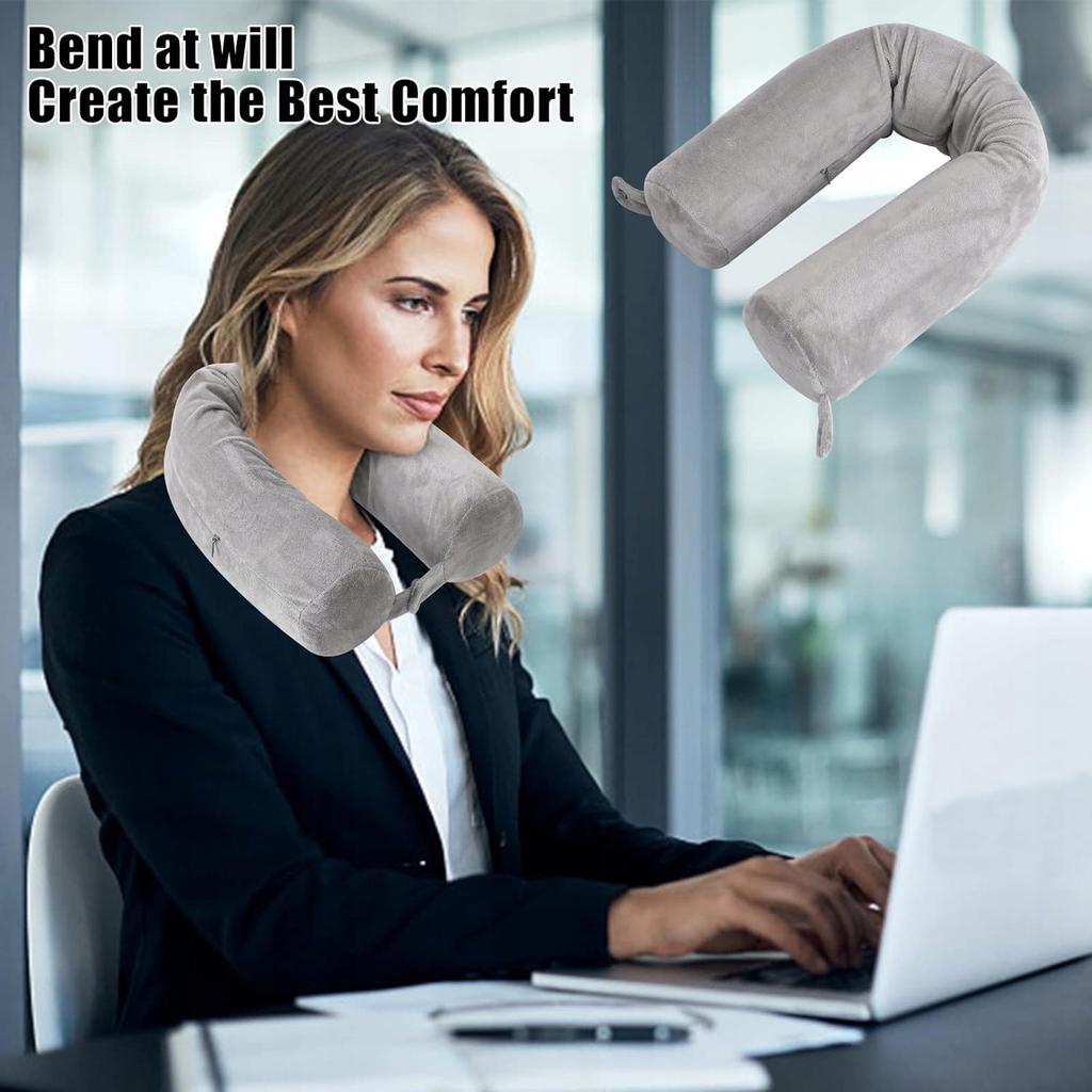 Travel Neck Pillow with Mask, Earplugs, and Airplane Case