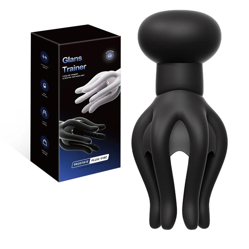 Sex Glans Trainer Masáž penisu Mužská masturbátor Vibrační elektrický šok Glans Vibrátor pro muže Trvalé zpoždění Výdrž