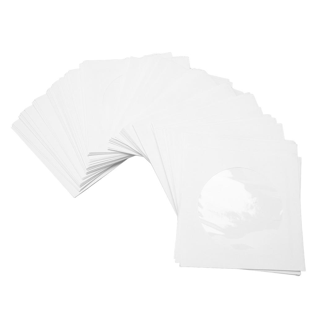 100 Pack CD DVD Sleeves Envelopes Thick Reusable Dust Proof Disc Sleeves with Flap Clear Window for 8cm Miniature Disc