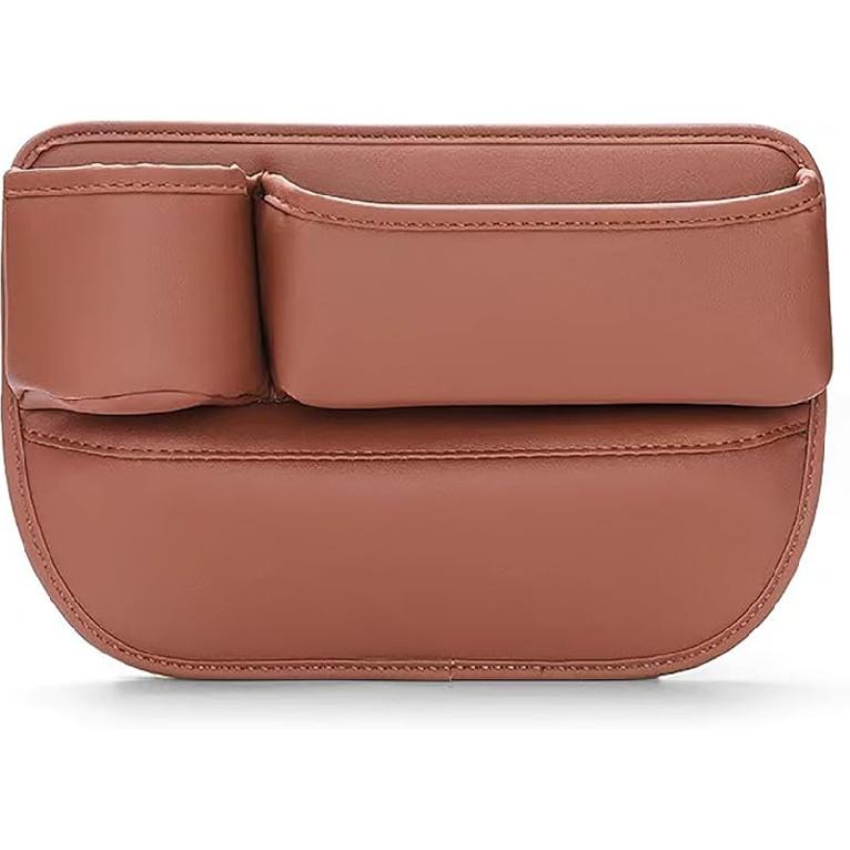 2024 New Seat Car Leather Cup Holder Bag, Adjustable Car Seat Storage Box, Filler Organizer with Cup Holder for Phones Glasses Keys Cards (Driver